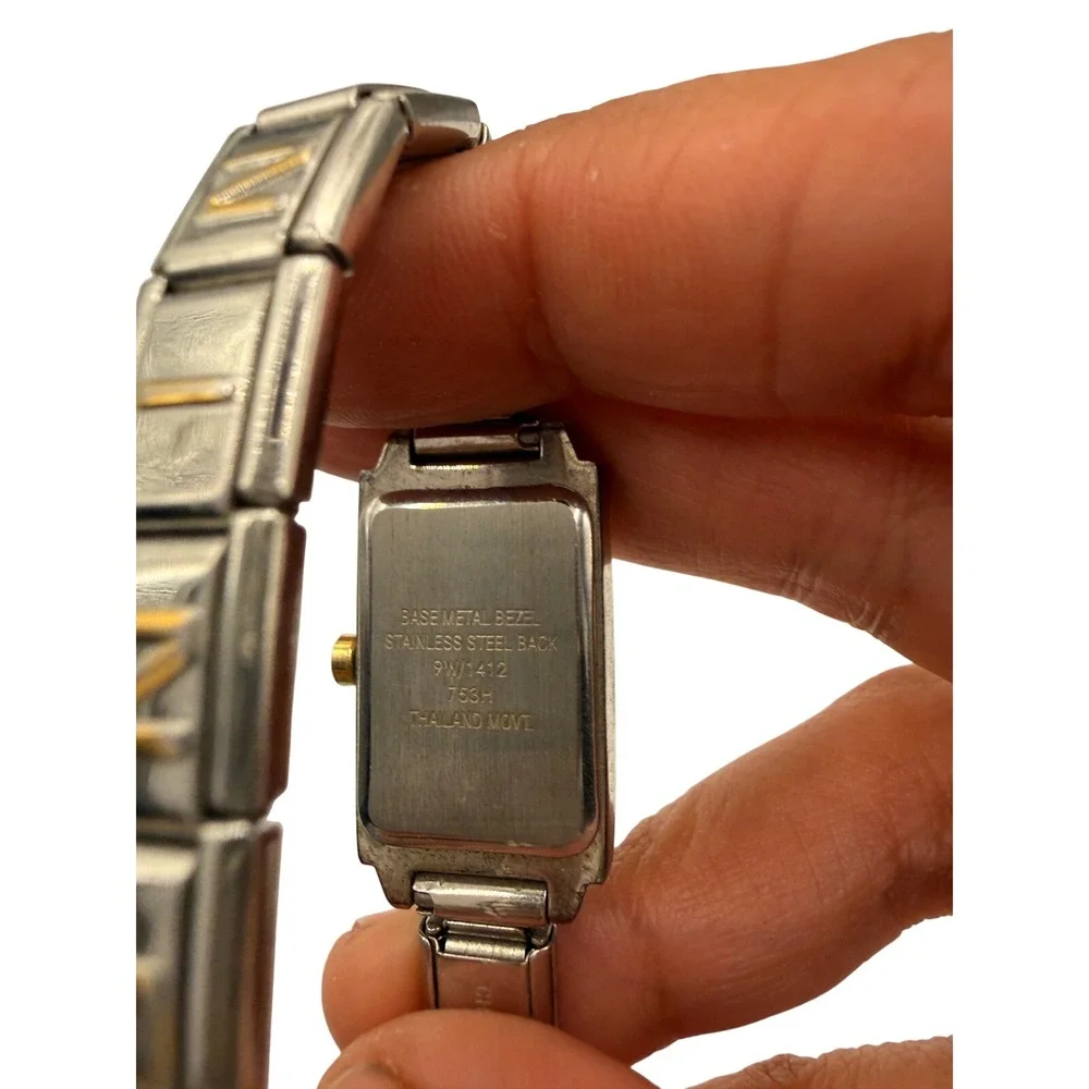 Nine West Rectangle Face Watch Gold Heart Star Charm Two Tone need‎ battery